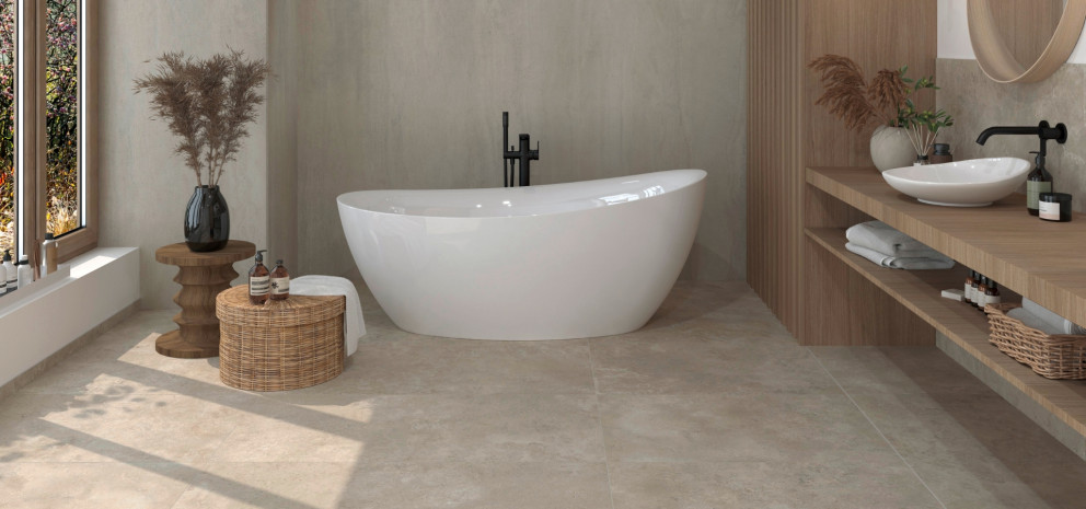 1920x900 Ceriva 120x120 120x60 Ecru Badezimmer 1 GIGA Line Interbau Blink