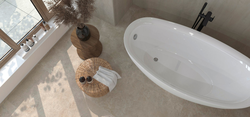 1920x900 Ceriva 120x120 120x60 Ecru Badezimmer 2 GIGA Line Interbau Blink
