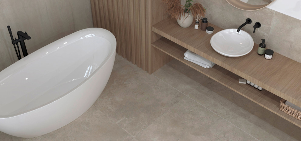 1920x900 Ceriva 120x120 120x60 Ecru Badezimmer 3 GIGA Line Interbau Blink