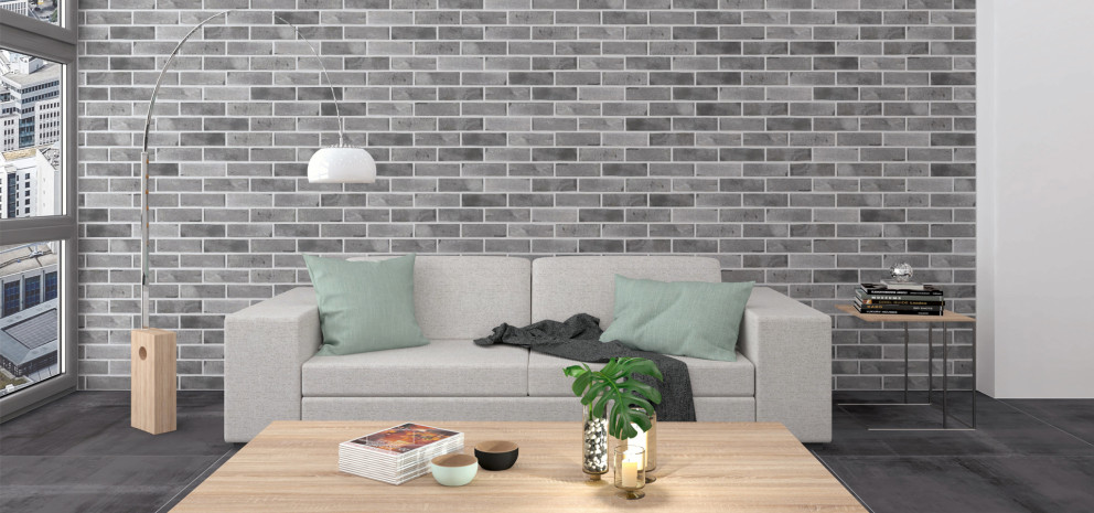 Brick Loft 240x71 Felsgrau Sofa 2 grau klinker riemchen design premium inspiration Interbau Blink